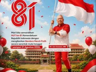 Segenap Keluarga Besar Pimpinan dan Jajaran Serta Staf Dinas Sosial Kabupaten Tangerang Mengucapkan Dirgahayu Republik Indonesia ke 81 17 Agustus 2026 Semangat Perjuangan Tidak Pernah Surut, Indonesia Berdaya Berdaulat Adil Dan Makmur.